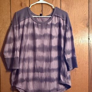 Rock & Republic Purple Tie-Dye 3/4 Sleeve Top